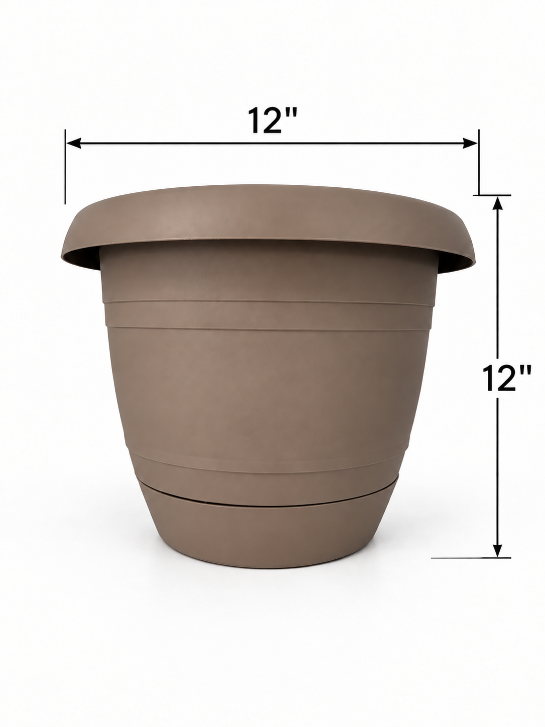 3 Piece - Sandalwood Italia Planter + Saucer 12" x 12" (NOVEMBER PICK UP SALE)