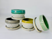 4 Piece Set - Austin Planter, 4" Pot (Green, Turquoise, Aqua and Grey)