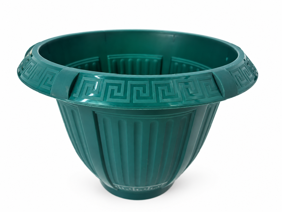 6 Piece - Deep Teal Green Greek Key Planter, 9” x 7” (NOVEMBER PICK UP SALE)