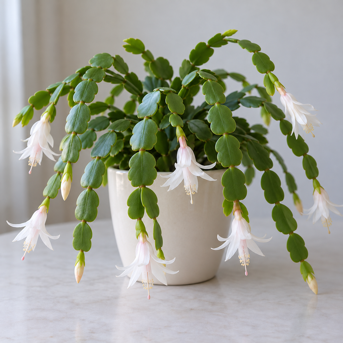 WHITE Holiday Cactus - 4" Pot
