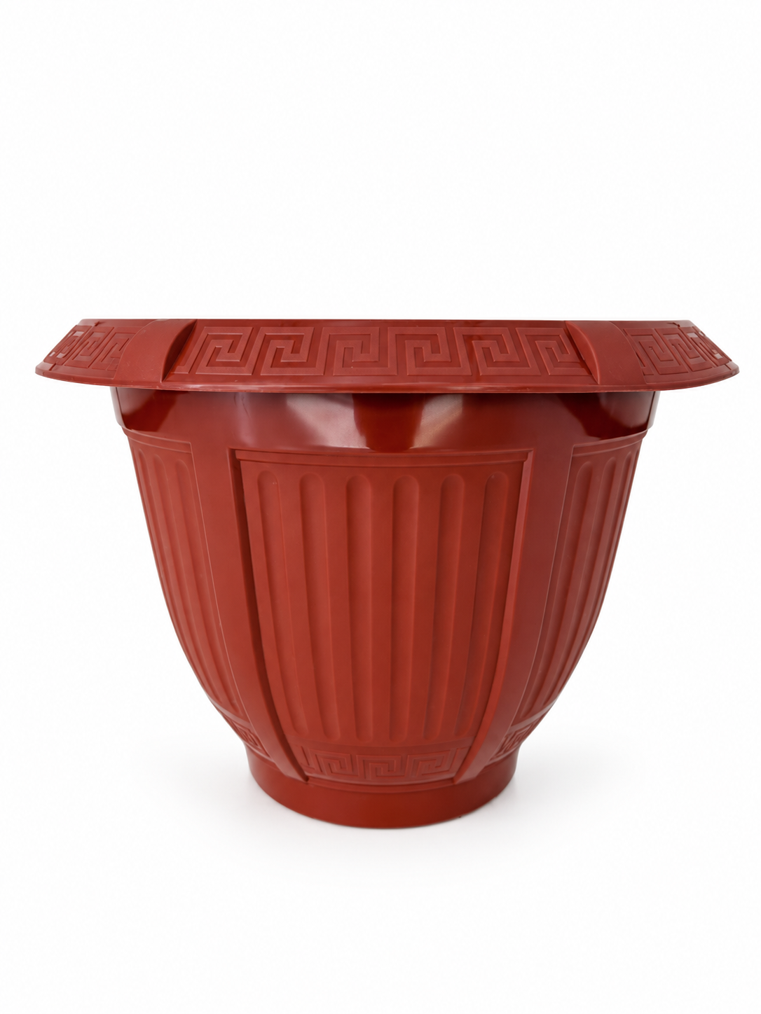 6 Piece – Terracotta Red Greek Key Planter, 9” x 7” (NOVEMBER PICK UP SALE)