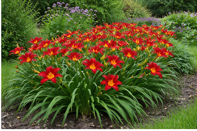 4 Piece Hemerocallis Autumn Red Daylily - Bare Root